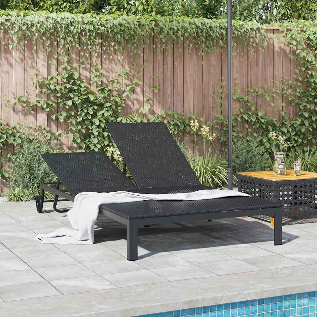 Sun Lounger 1-person Black 206 x 62.5 x 74 cm polyrattan