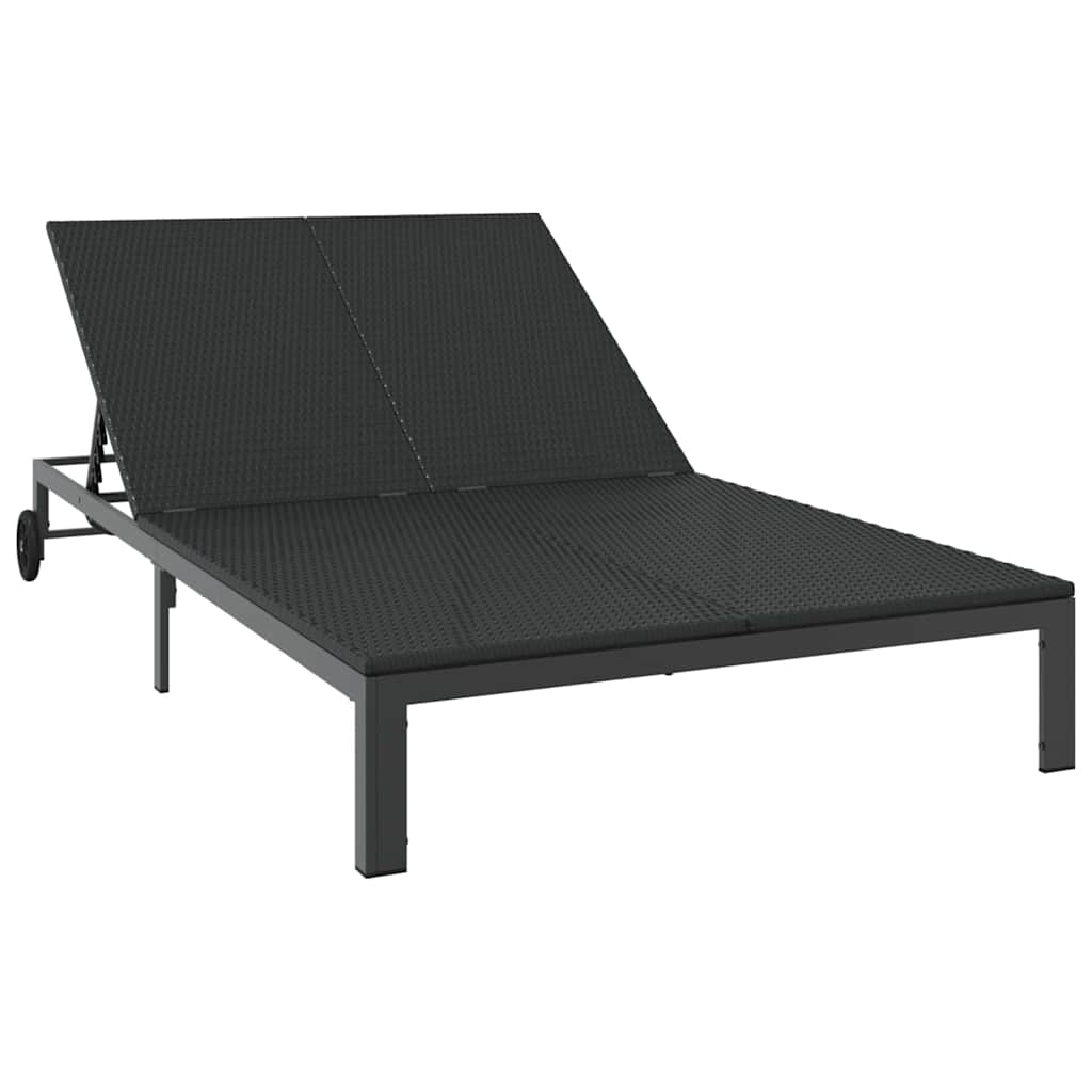 Sun Lounger 1-person Black 206 x 62.5 x 74 cm polyrattan