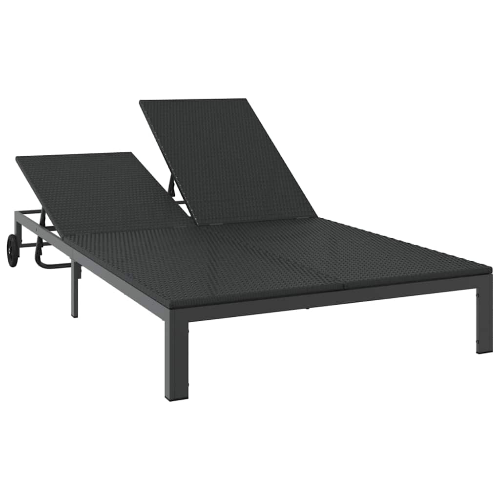 Sun Lounger 1-person Black 206 x 62.5 x 74 cm polyrattan