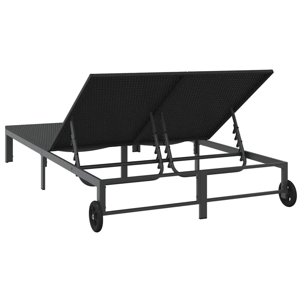 Sun Lounger 1-person Black 206 x 62.5 x 74 cm polyrattan