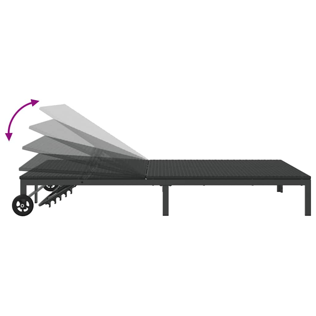 Sun Lounger 1-person Black 206 x 62.5 x 74 cm polyrattan