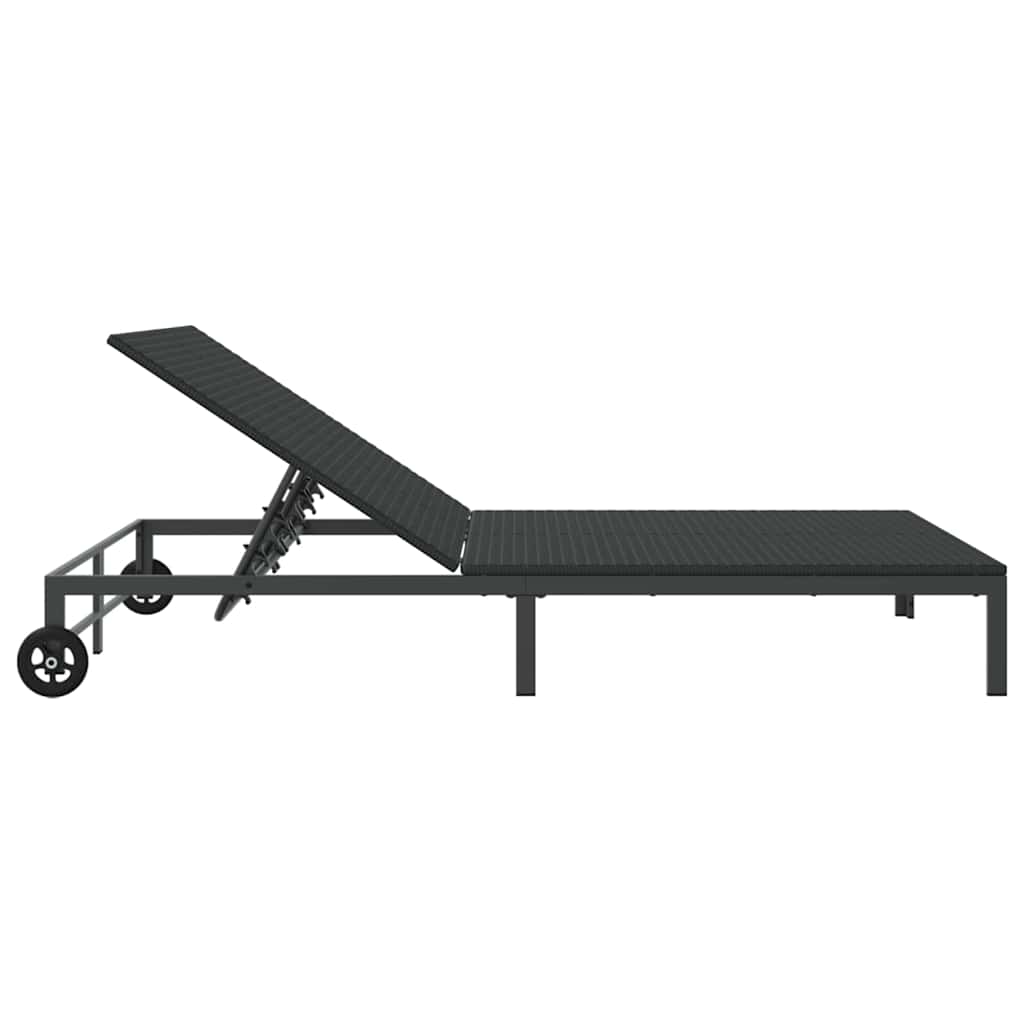 Sun Lounger 1-person Black 206 x 62.5 x 74 cm polyrattan