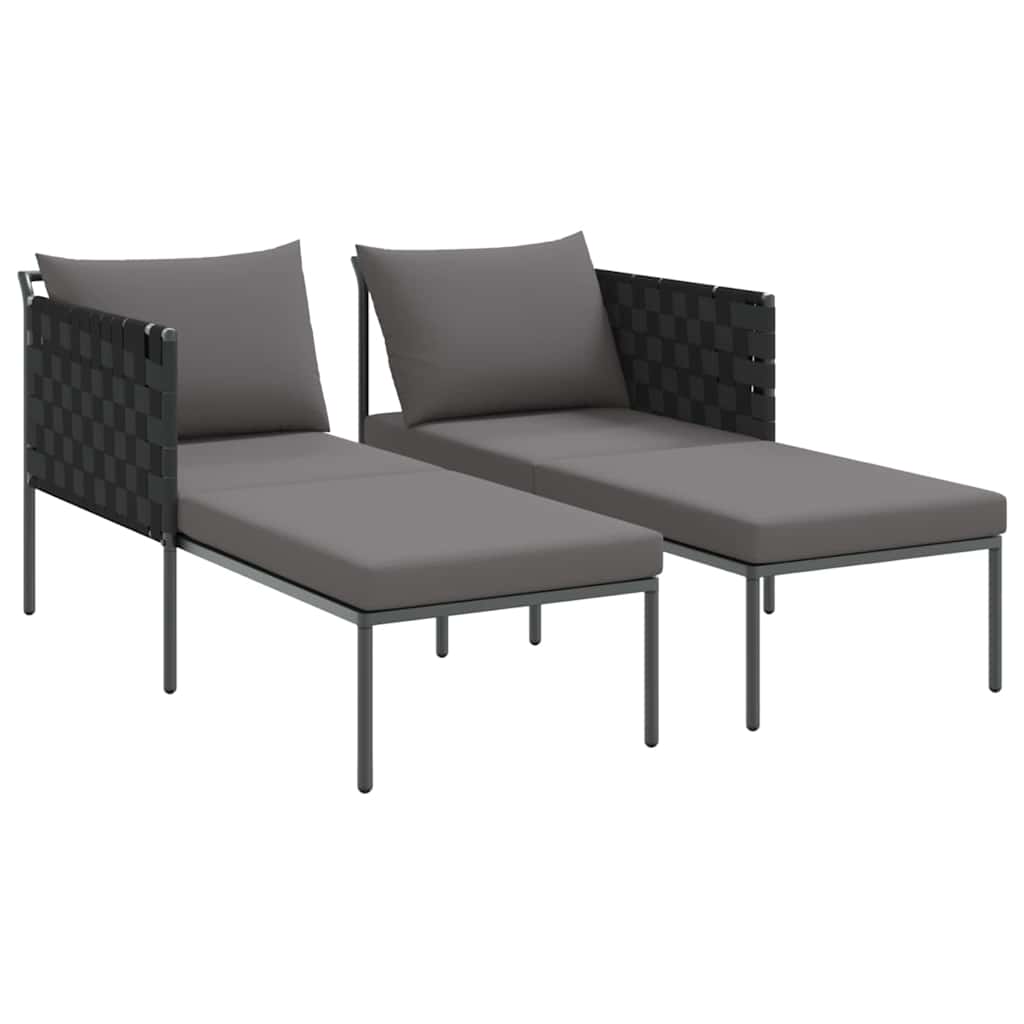 Sauļus prieks ar spilveniem 2 personām, antracītpelēks, 115x153x69,5 cm, tērauds.
