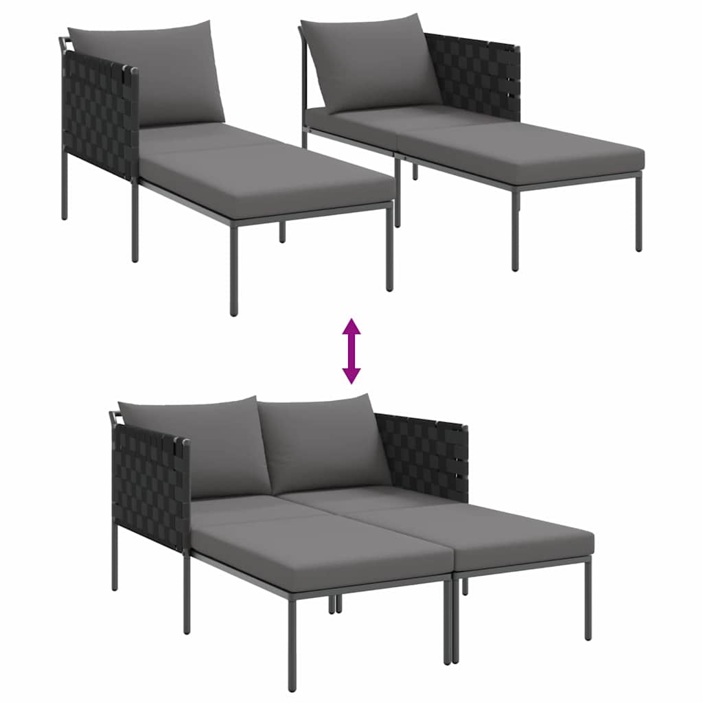 Sauļus prieks ar spilveniem 2 personām, antracītpelēks, 115x153x69,5 cm, tērauds.
