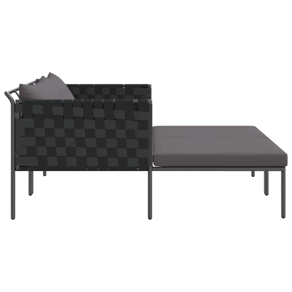 Sauļus prieks ar spilveniem 2 personām, antracītpelēks, 115x153x69,5 cm, tērauds.