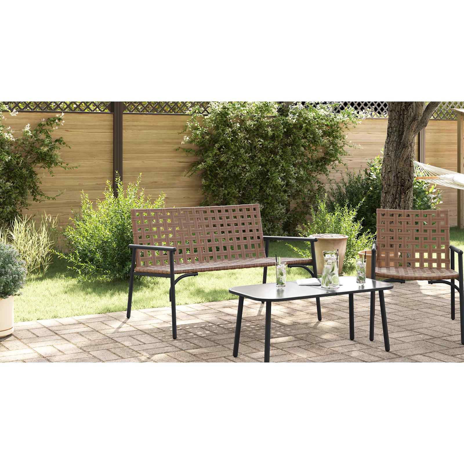 Dārza sols Melns 113x79x75 cm Polirotangs