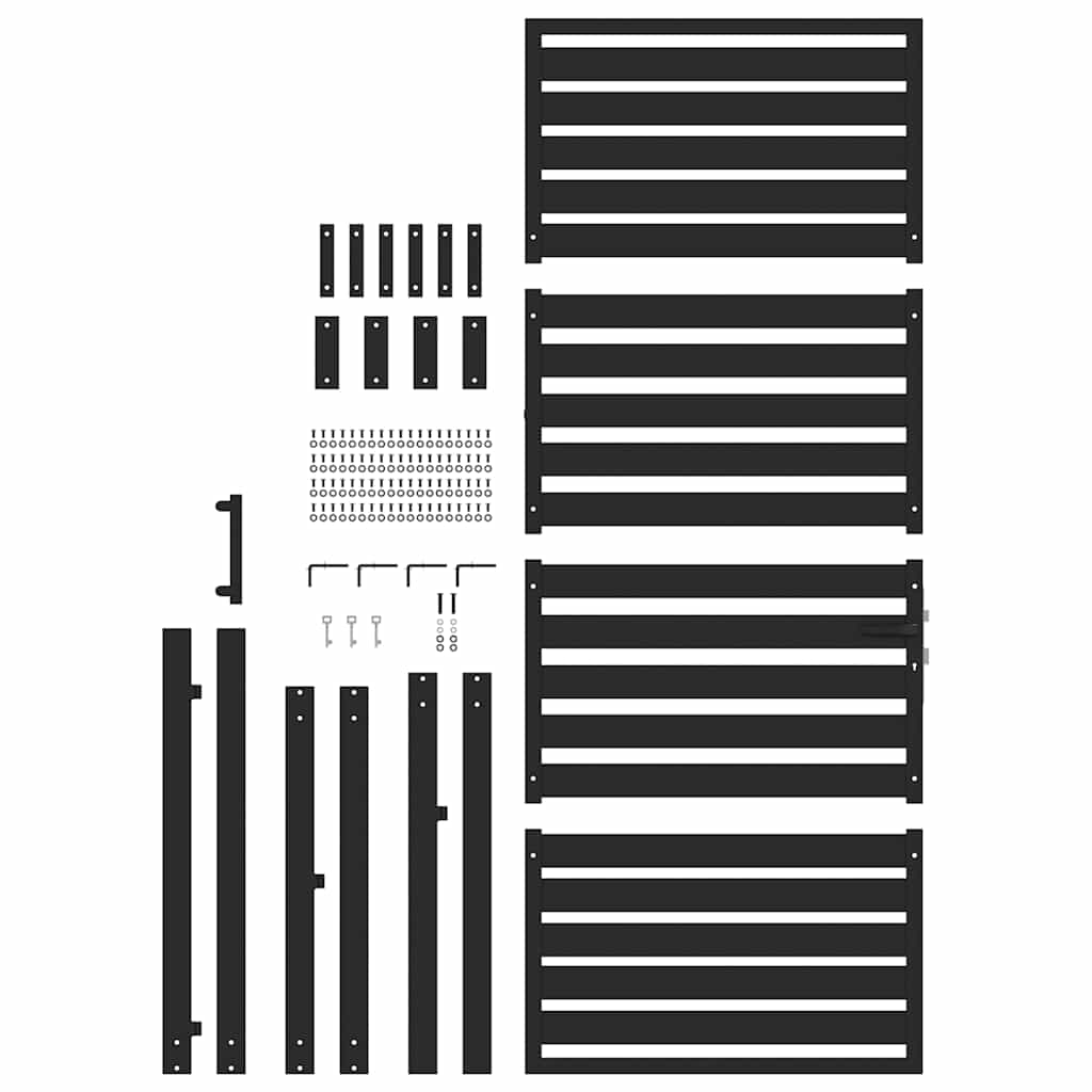 Sodo vartai, rakinami, juodi, 100x200 cm, aliuminis