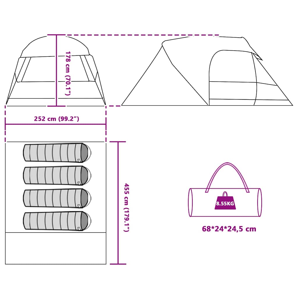 Dome tent Grey and orange 337 x 243 x 182 cm