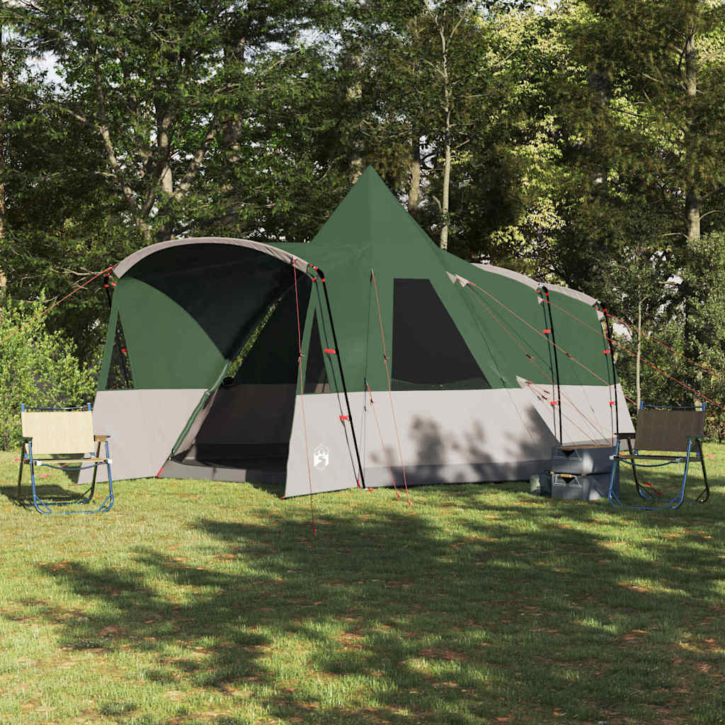 Tipi telts 8 personām ar jumtu, zaļa, 720 x 465 x 295 cm