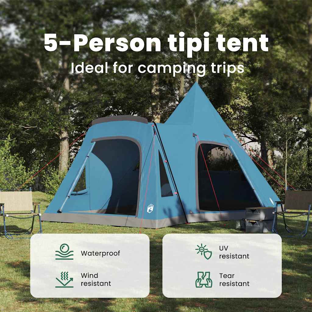 Tipi telts 5 personām ar jumtu, zila, 545 x 450 x 295 cm