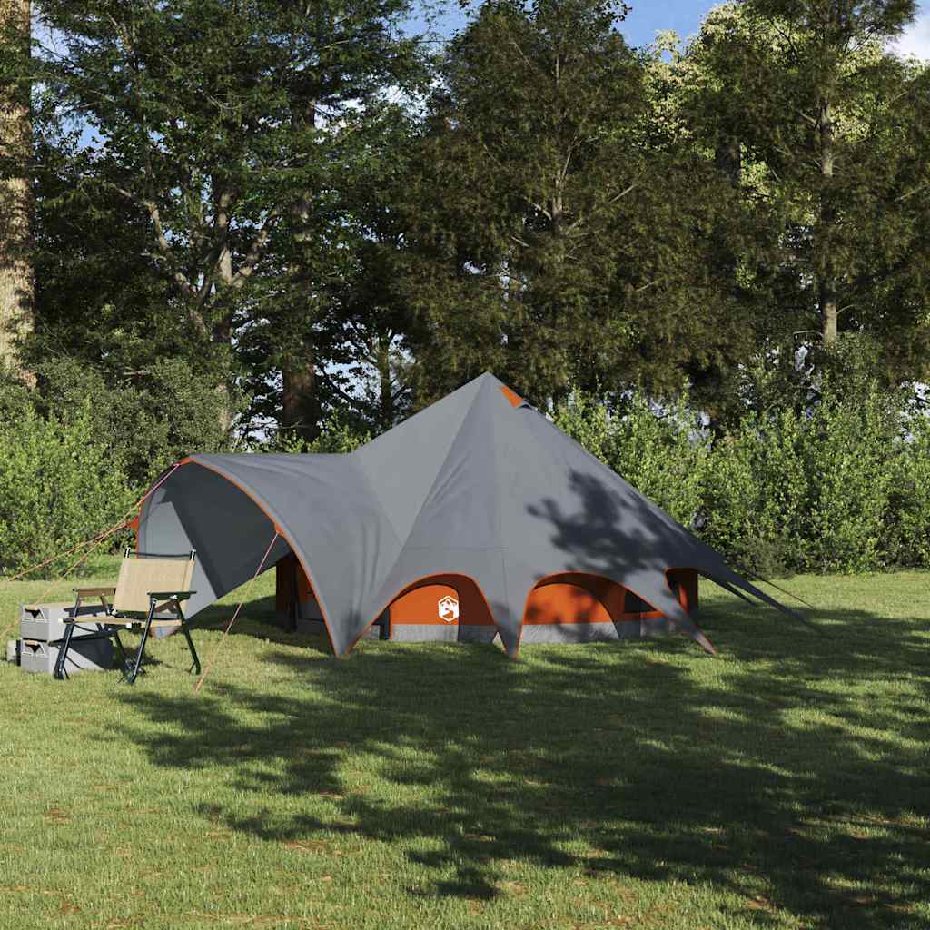 Teepee tent with roof Grey and orange 600 x 600 x 347 cm