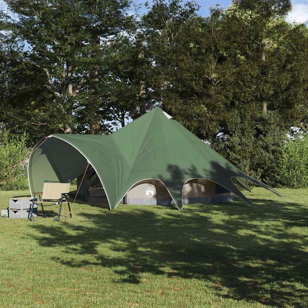 Tipi telts ar jumtu Zaļa un pelēka 600 x 600 x 347 cm