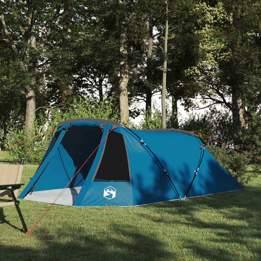 Tunnel Tent with Roof Blue and Grey 328 x 228 x 115 cm