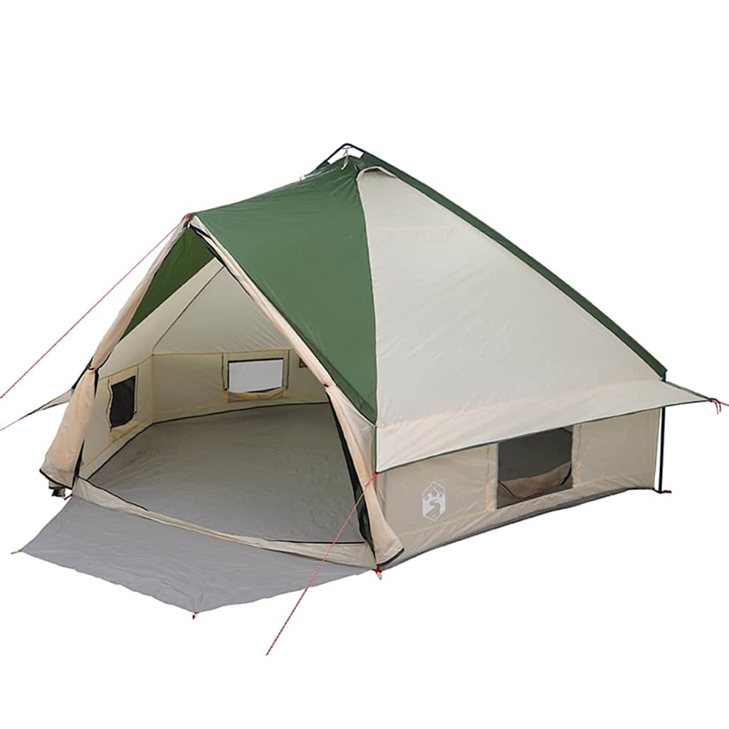 Teepee palapinė su stogu Žalia ir balta 490 x 410 x 210 cm