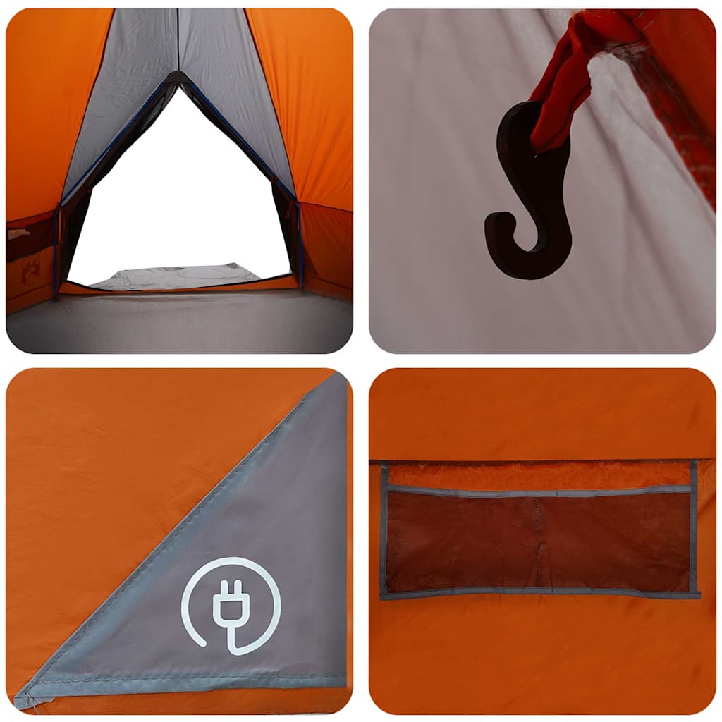 Teepee palapinė su stogu Pilka ir oranžinė 490 x 410 x 210 cm