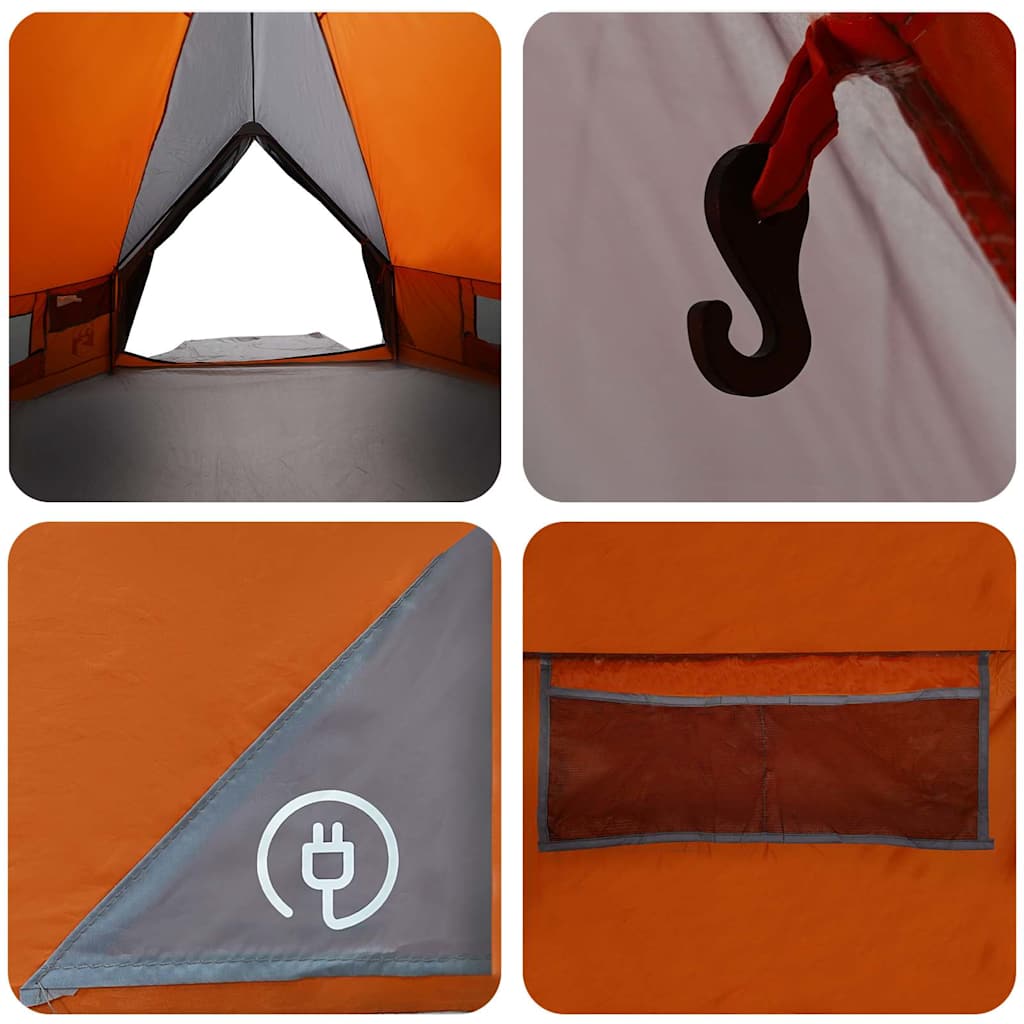 Tipi telts ar jumtu Pelēka un oranža 490 x 410 x 210 cm