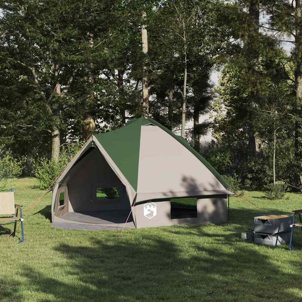 Teepee palapinė su stogu Žalia ir balta 490 x 410 x 210 cm