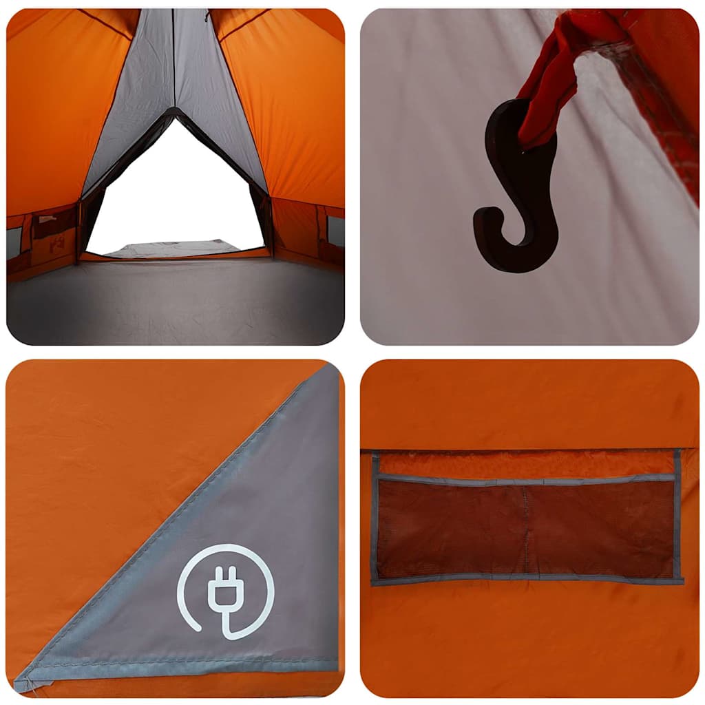 Teepee Tent with Roof Grey and Orange 490 x 410 x 210 cm