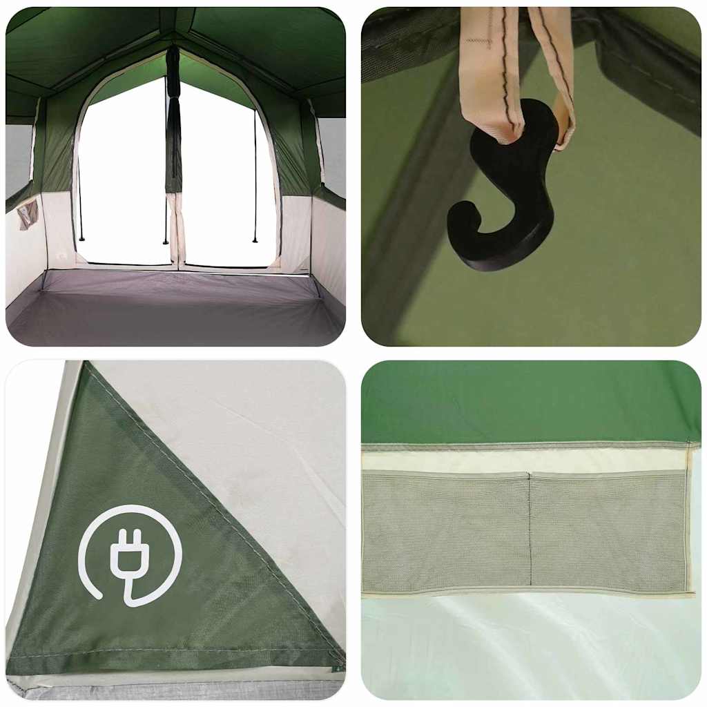 Family Tent with Roof Green and White 324 x 255 x 230 cm