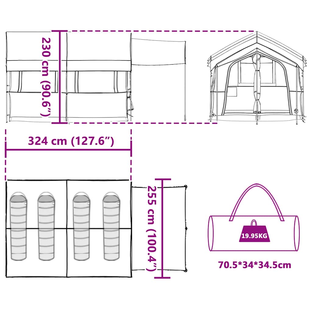 Family Tent with Roof Blue and Gray 324 x 255 x 230 cm