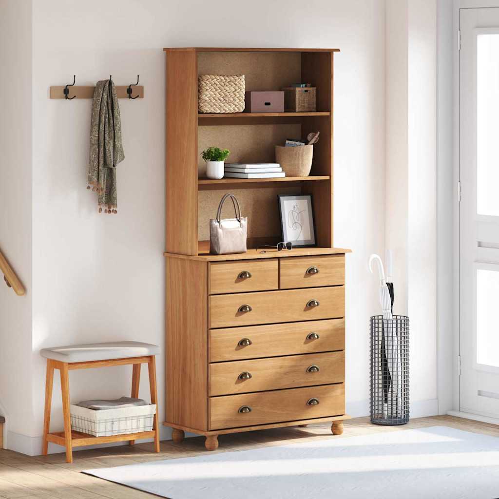 Hutch „ASKIM“ Medaus ruda 91x40x199.5 cm Kietas medis Pinija