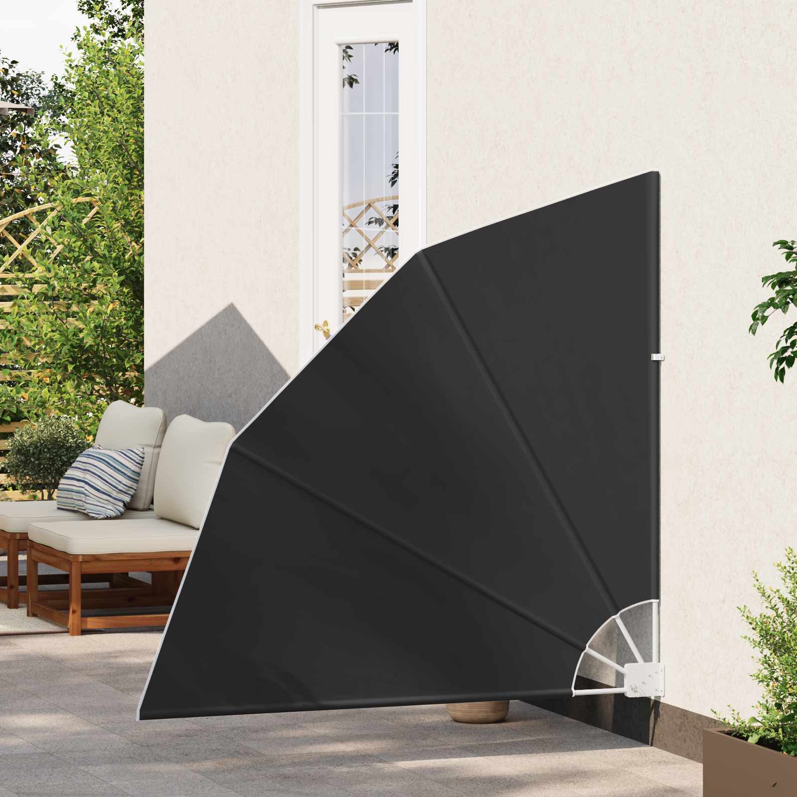 Balkono privatumo ekranas 140 x 140 cm Poliesteris Juoda