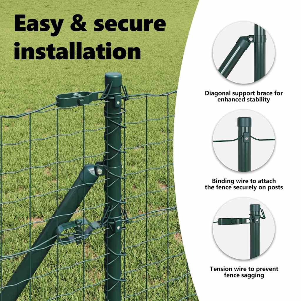 Fence post 13 pcs Green Steel