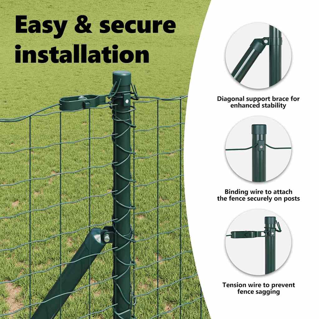 Fence post 7 pcs Green Steel