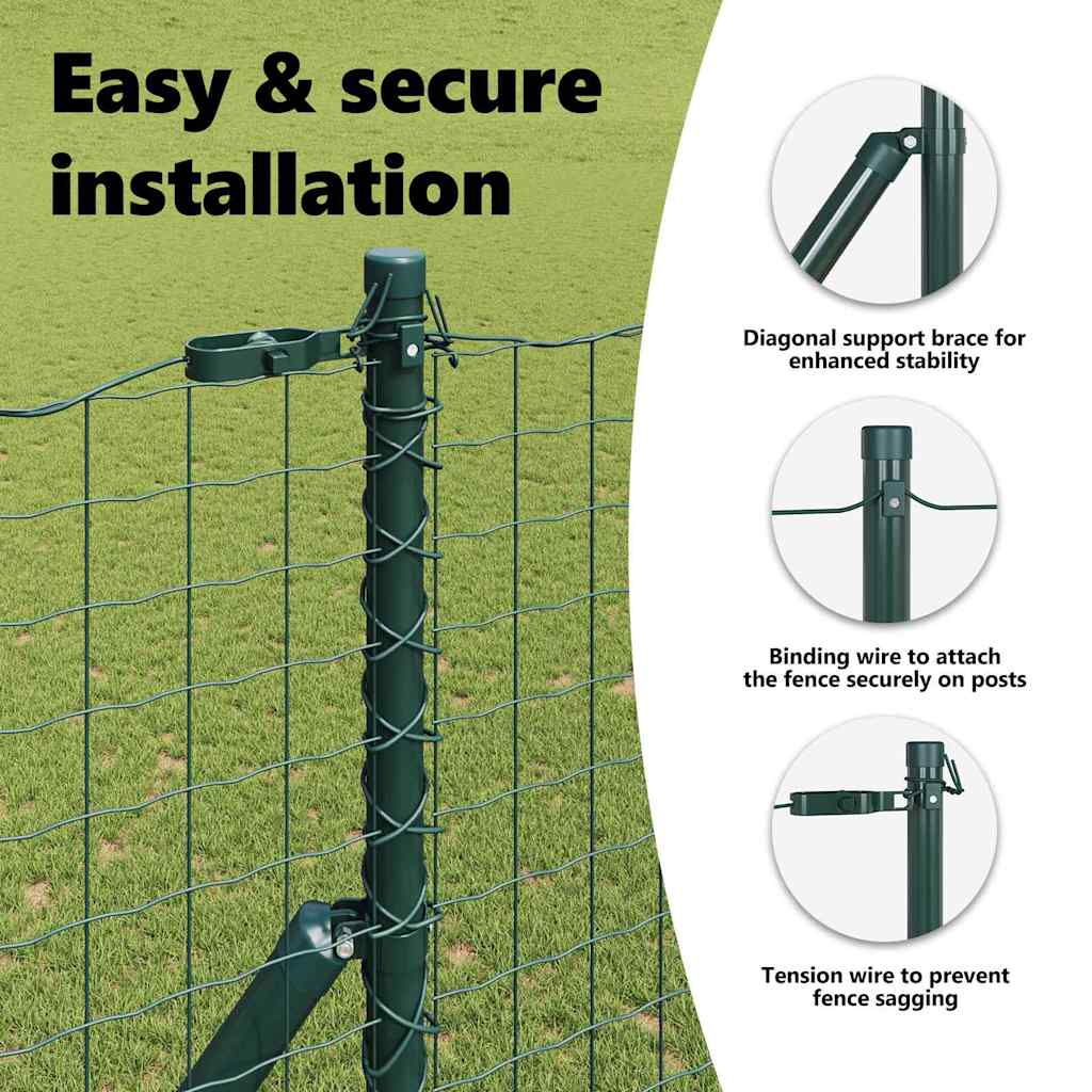 Fence post 7 pcs Green Steel