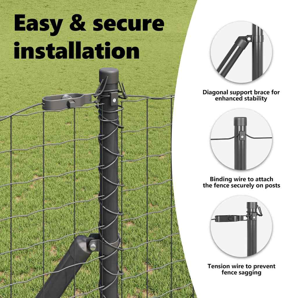 Fence post 13 pcs Grey Steel
