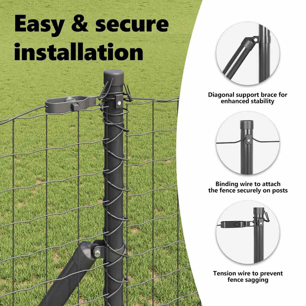 Fence Post 7 pcs Grey Steel