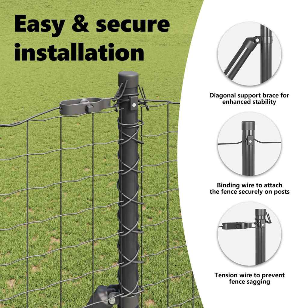 Fence Post 7 pcs Grey Steel