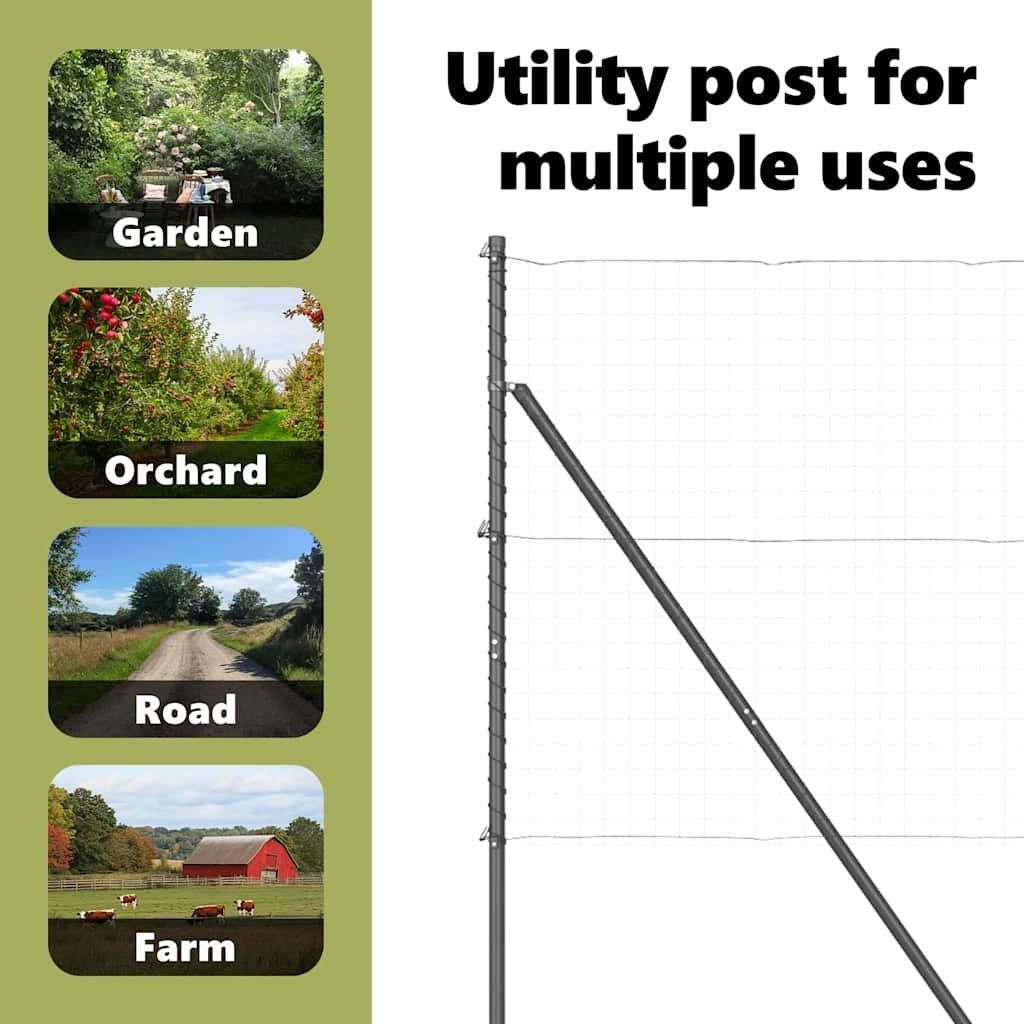Fence Post 7 pcs Grey Steel
