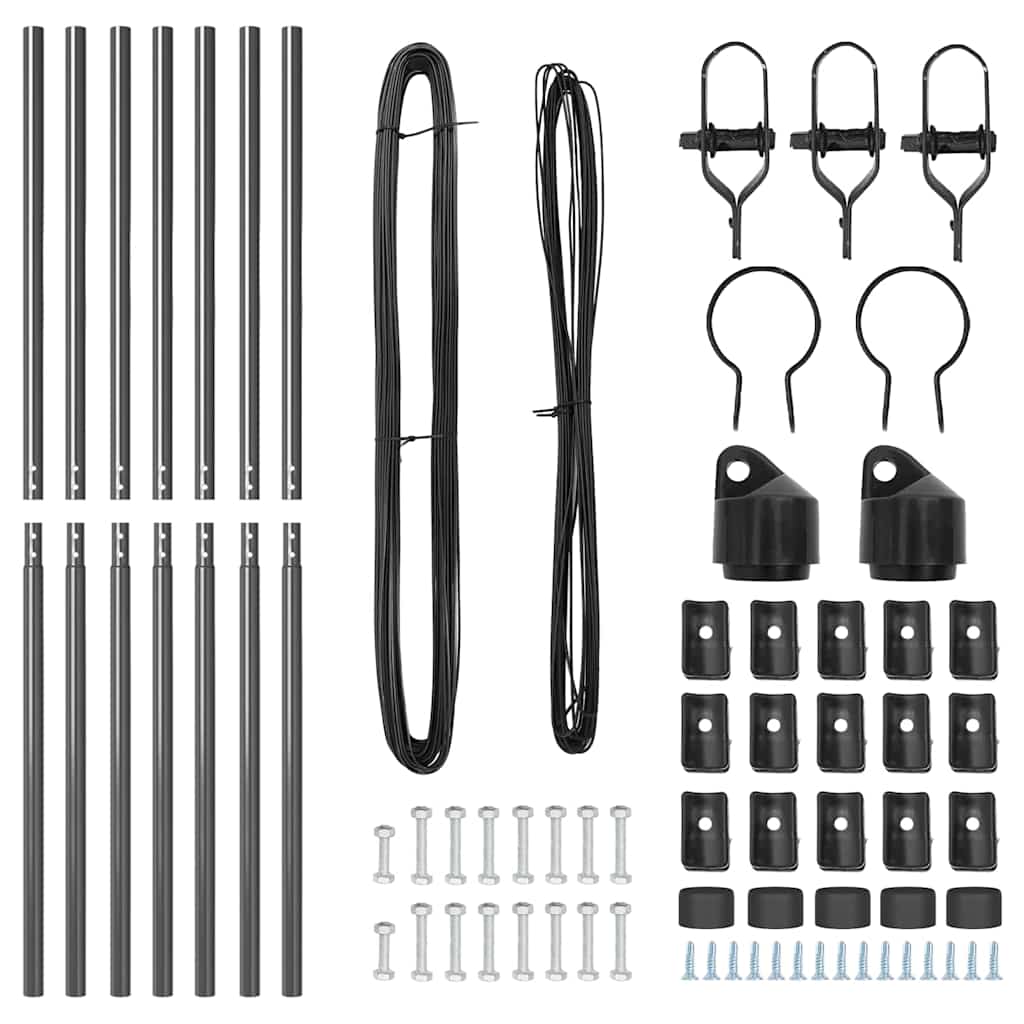 Fence Post 7 pcs Grey Steel