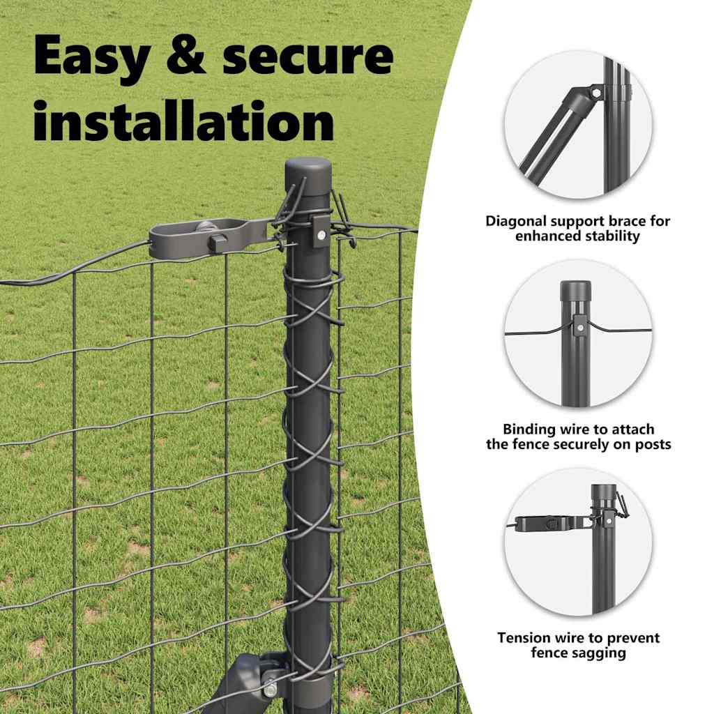 Fence post 13 pcs Grey Steel