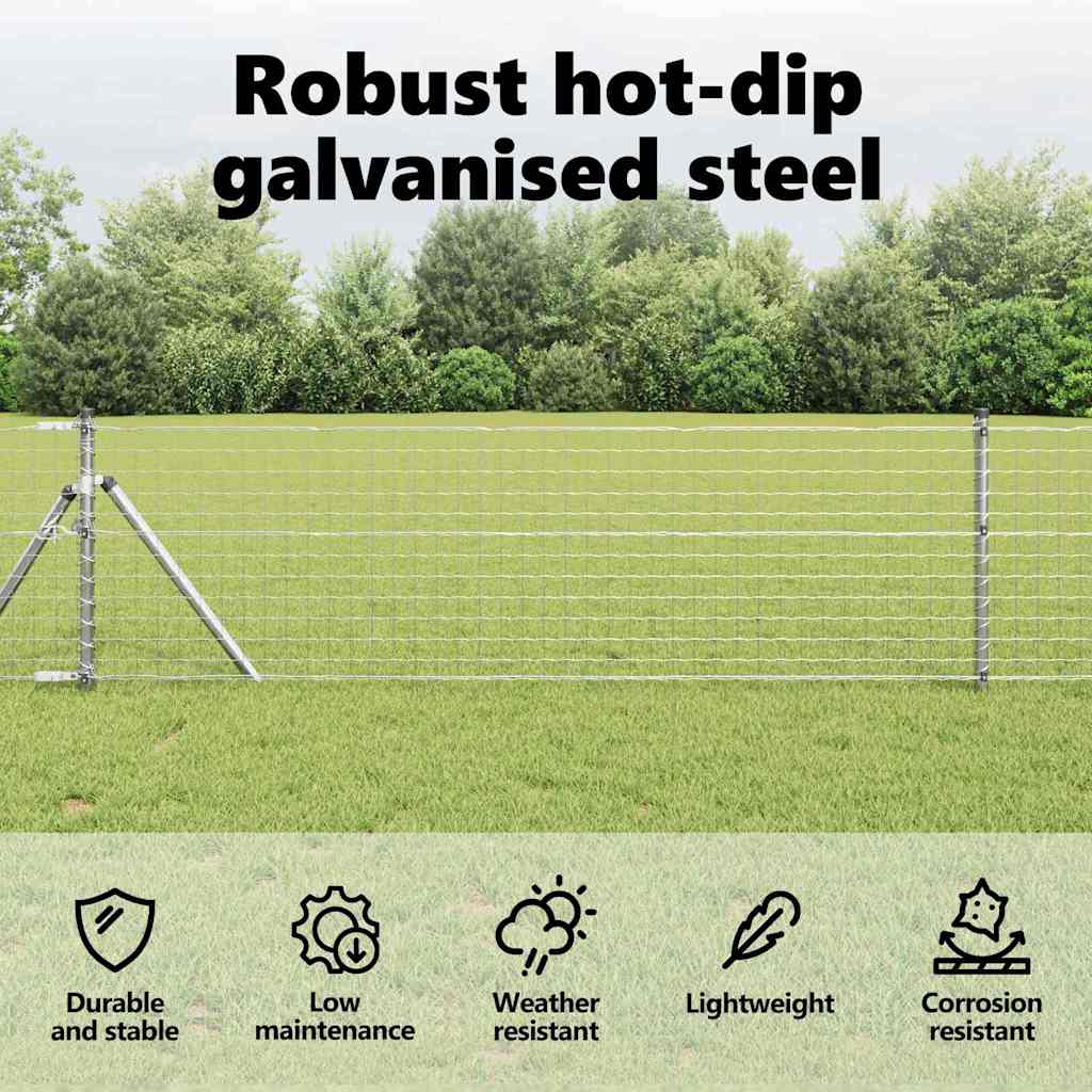 Fence Posts 7 pcs Silver Steel