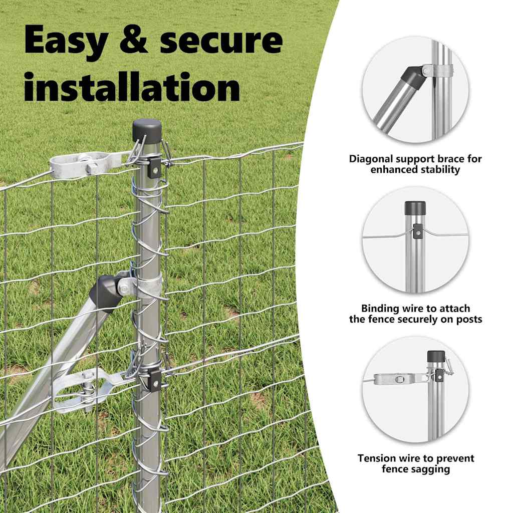Fence Posts 7 pcs Silver Steel