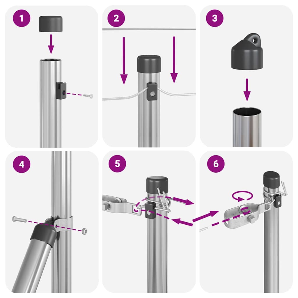 Tvorelės stulpas 7 pcs Sidabro Plienas