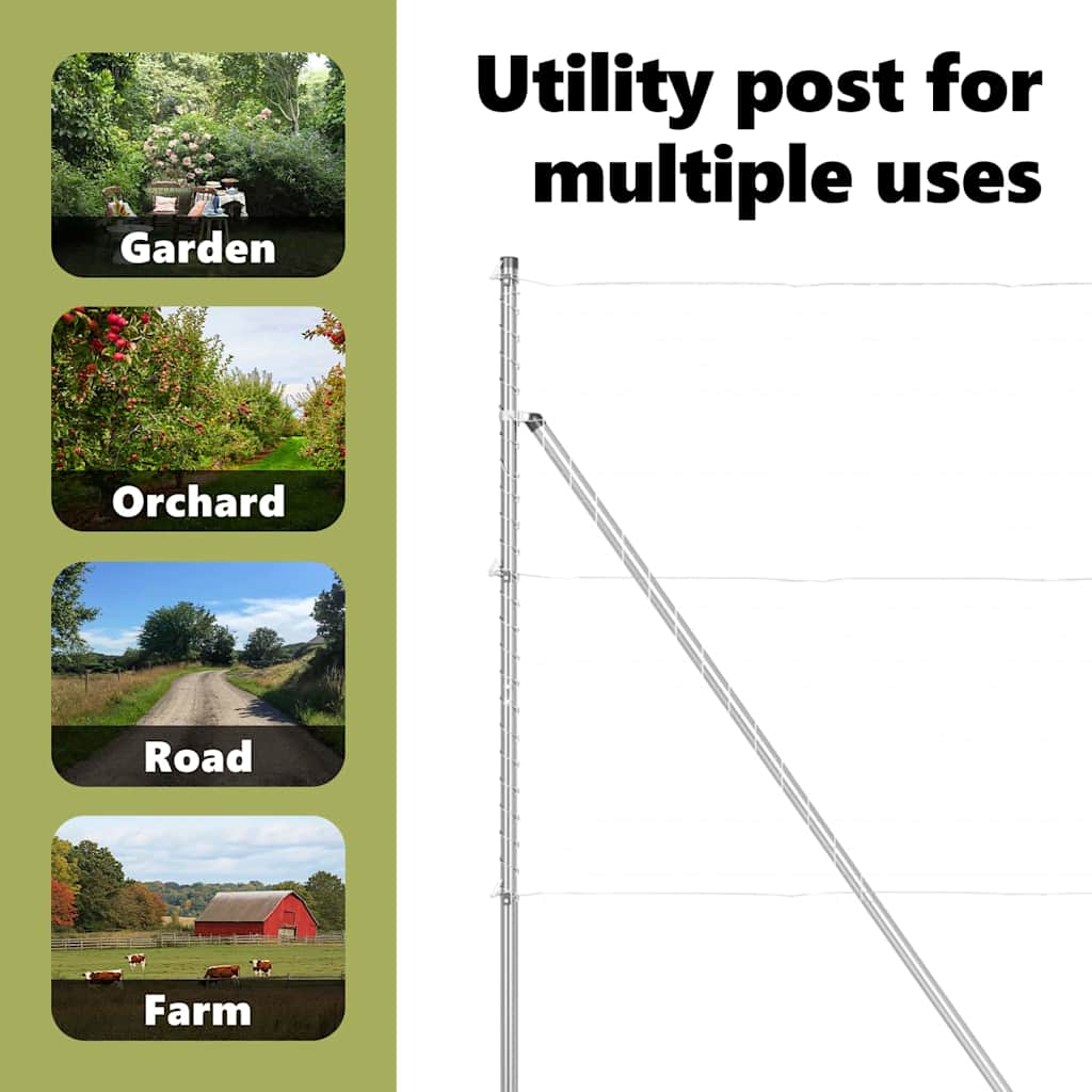 Fence Posts 7 pcs Silver Steel
