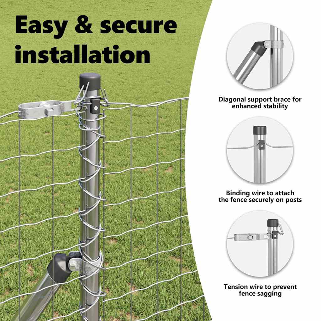 Fence Posts 7 pcs Silver Steel