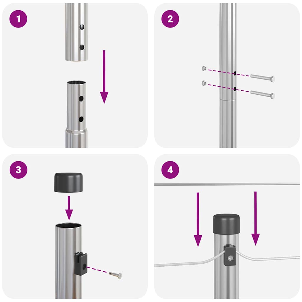 Tvorelės stulpas 7 pcs Sidabro Plienas