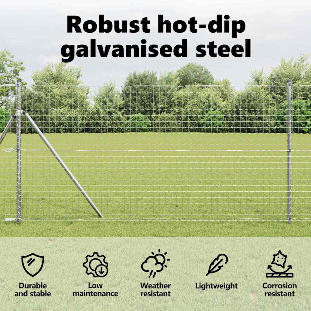 Fence Posts 7 pcs Silver Steel