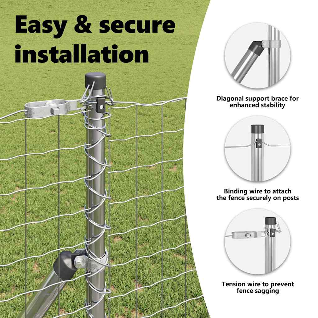 Fence Posts 7 pcs Silver Steel