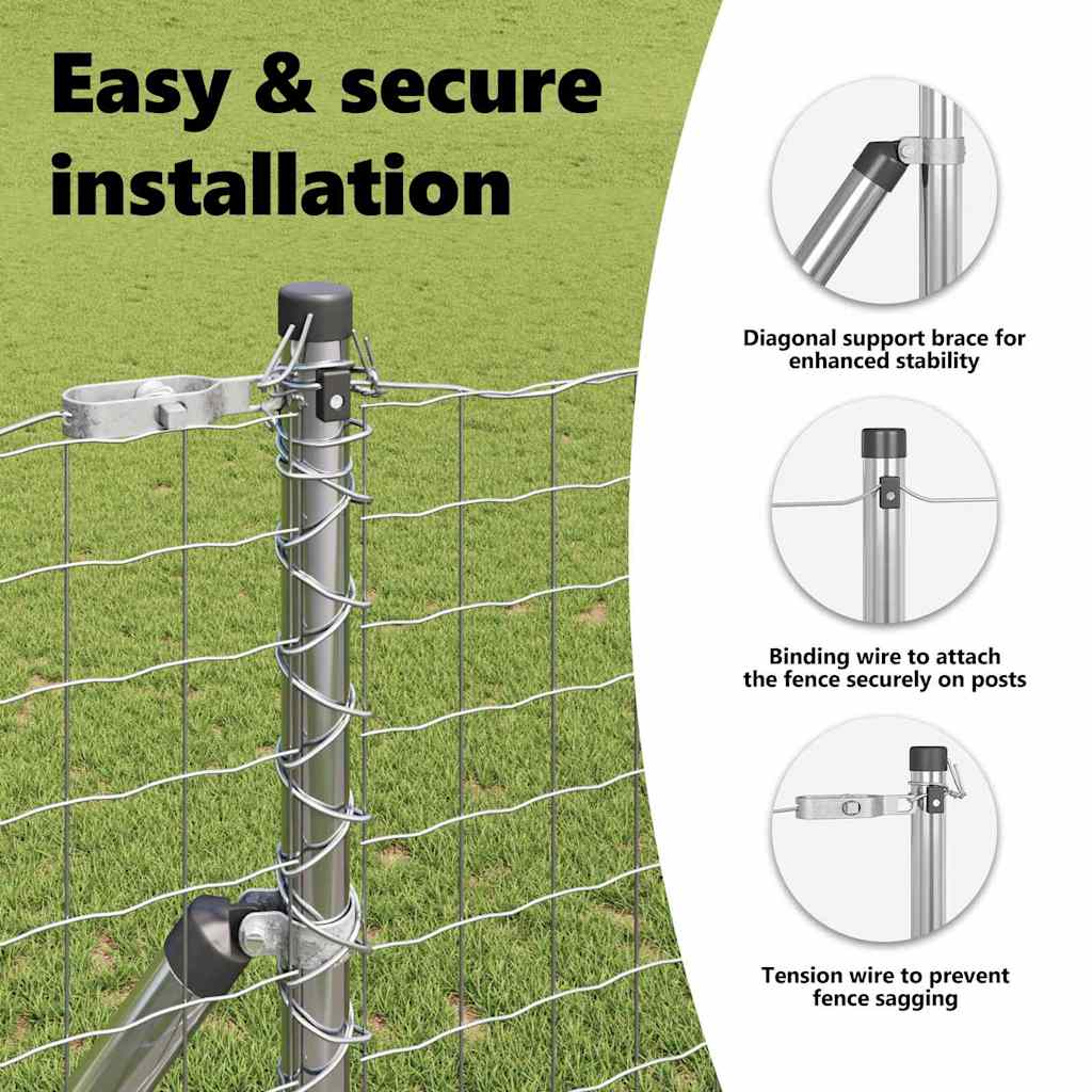 Fence Posts 13 pcs Silver Steel