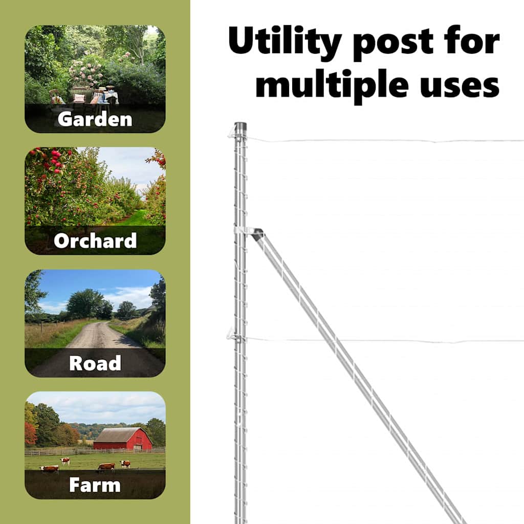 Fence Posts 13 pcs Silver Steel
