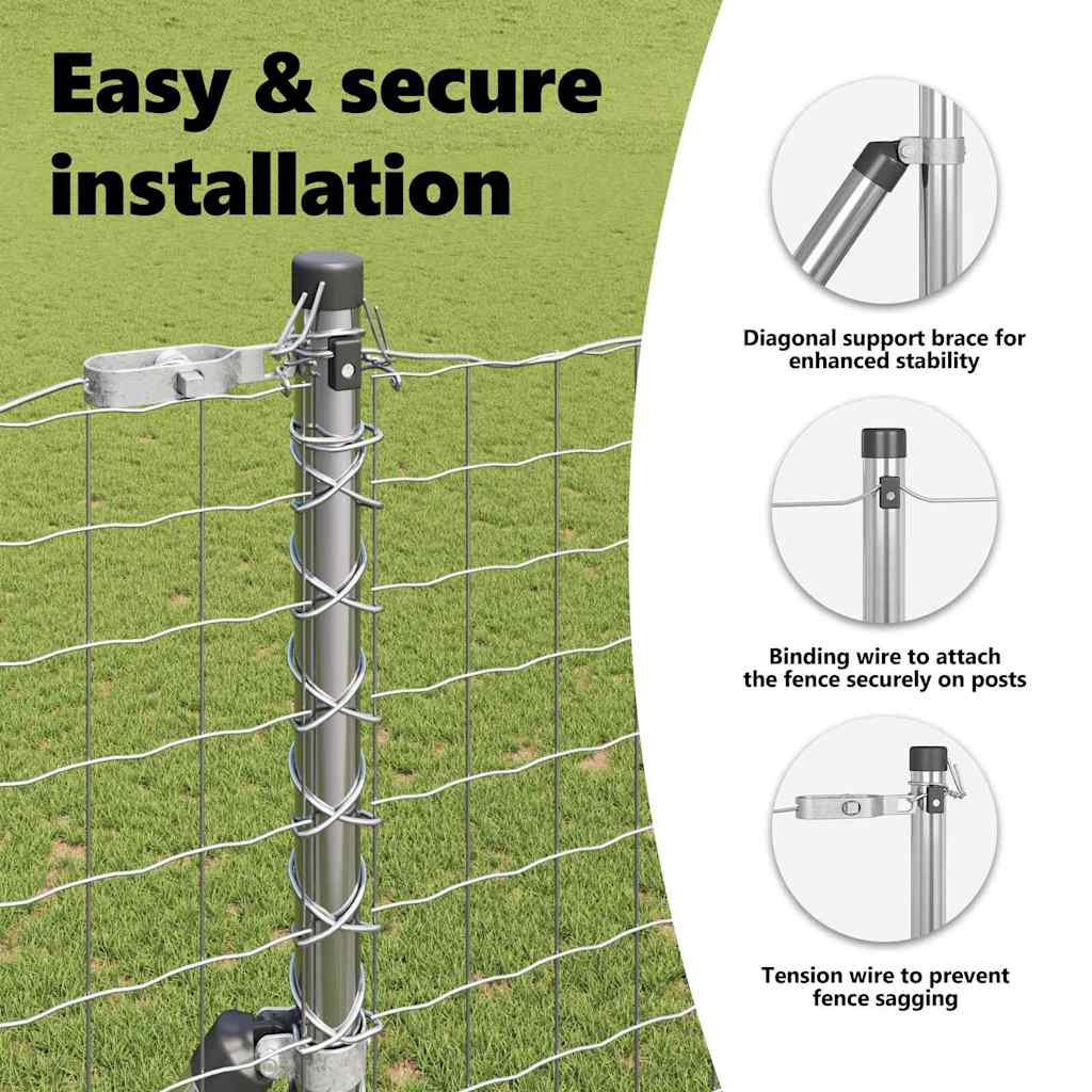 Fence Posts 7 pcs Silver Steel