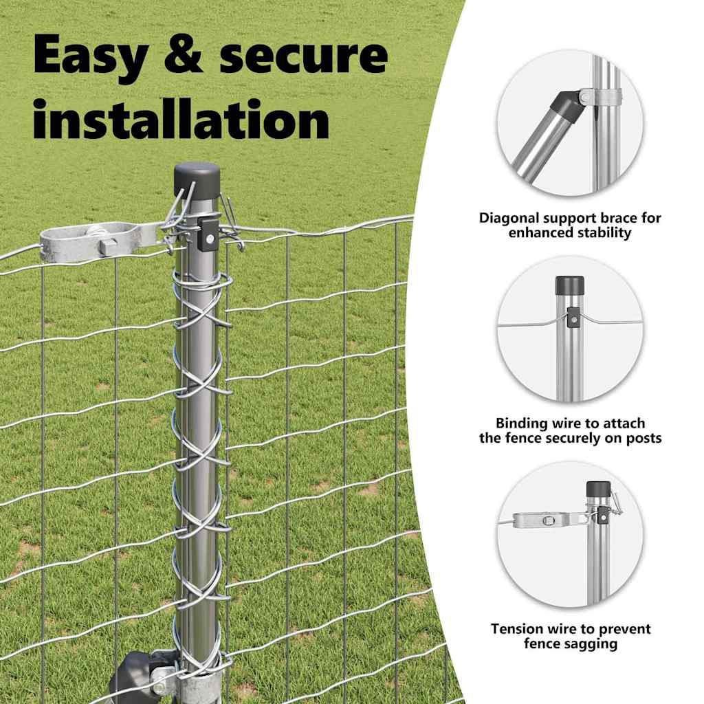 Fence Posts 13 pcs Silver Steel