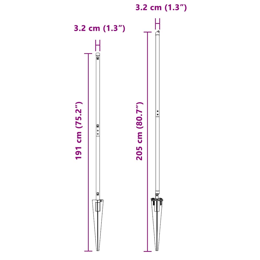 Tvorelės stulpas 7 pcs Sidabro Plienas