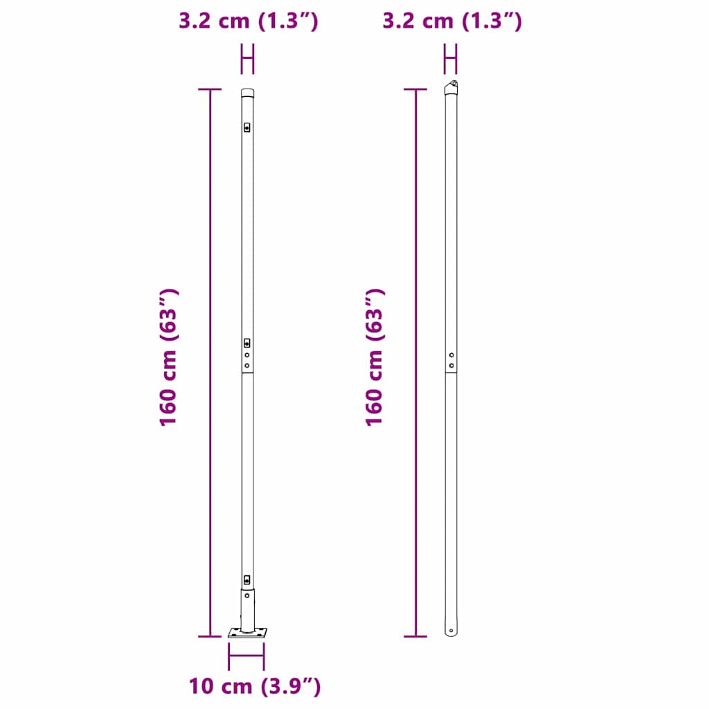 Tvorelės stulpas 7 pcs Žalia Plienas