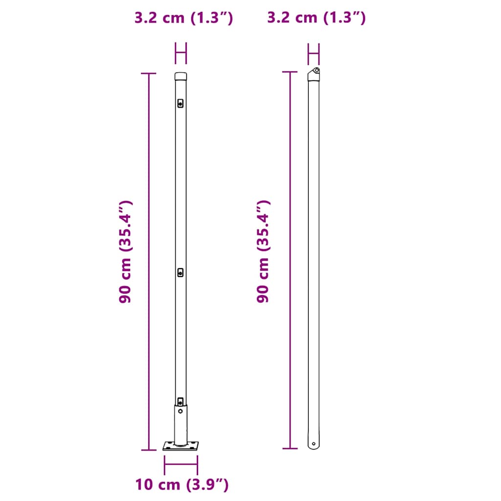 Tvorelės stulpas 7 pcs Sidabro Plienas